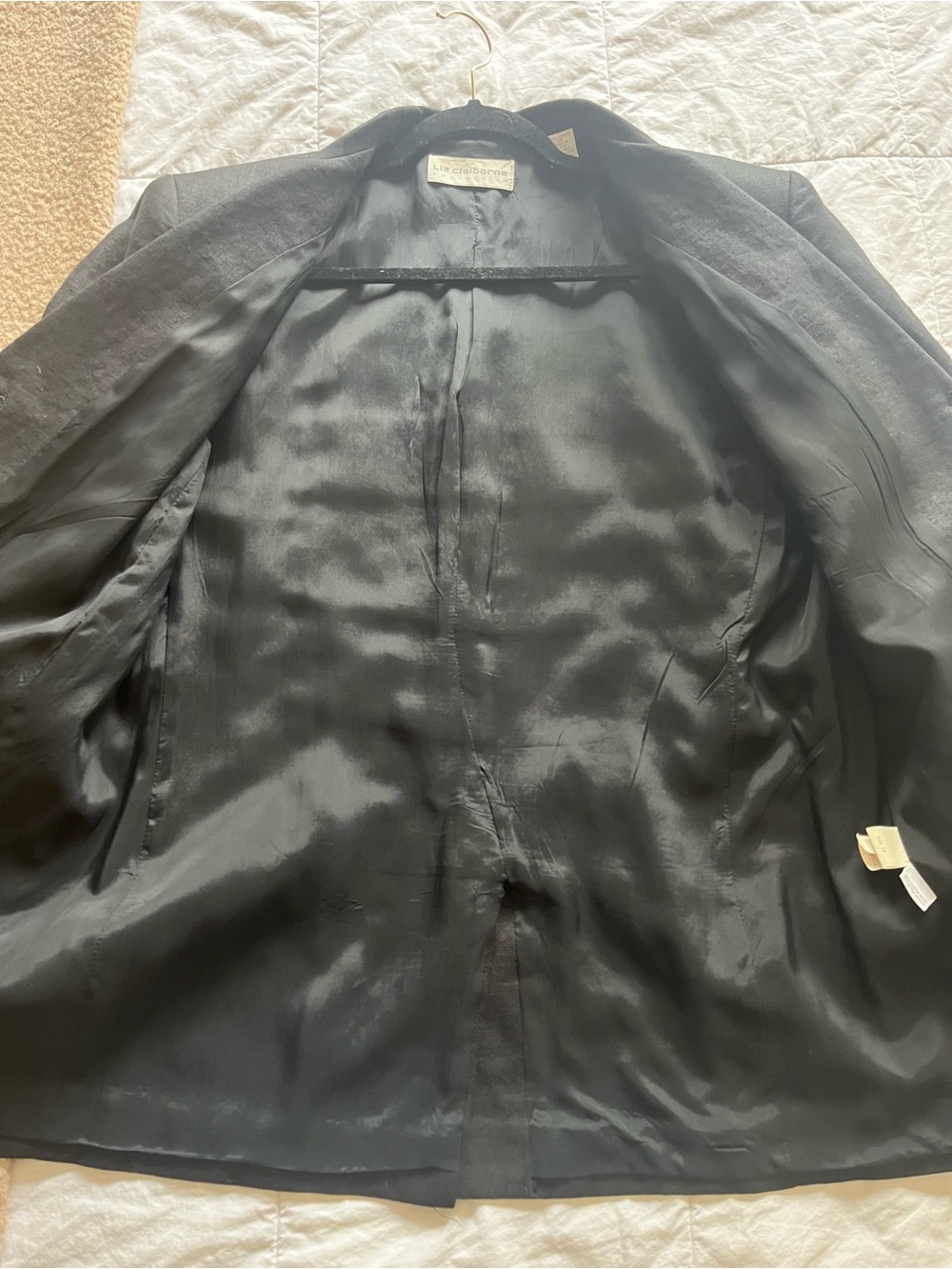 100% Linen Vintage Sz 10 Liz Claiborne Collection Black Tailored Women's Blazer - Picture 8 of 11